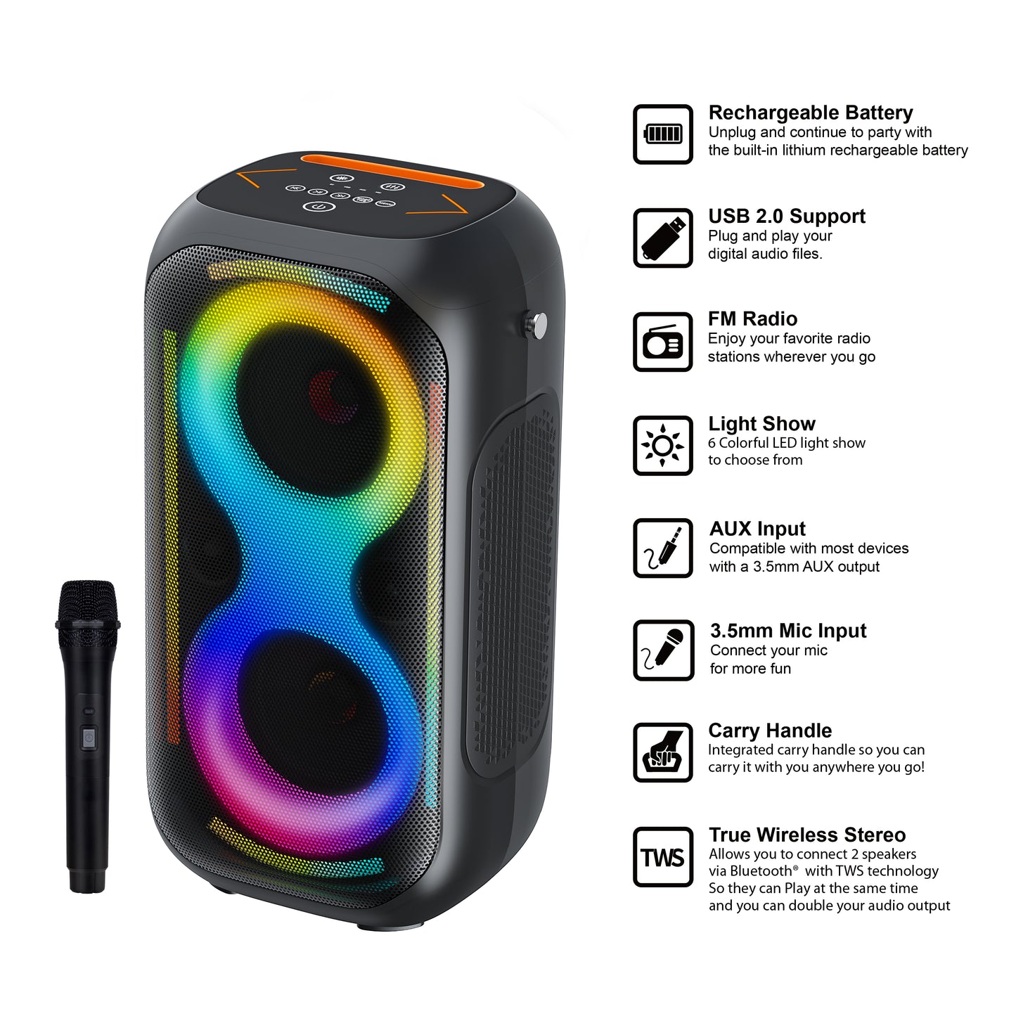 FUSION GLOW - 2x 5" Portable Bluetooth® Speaker