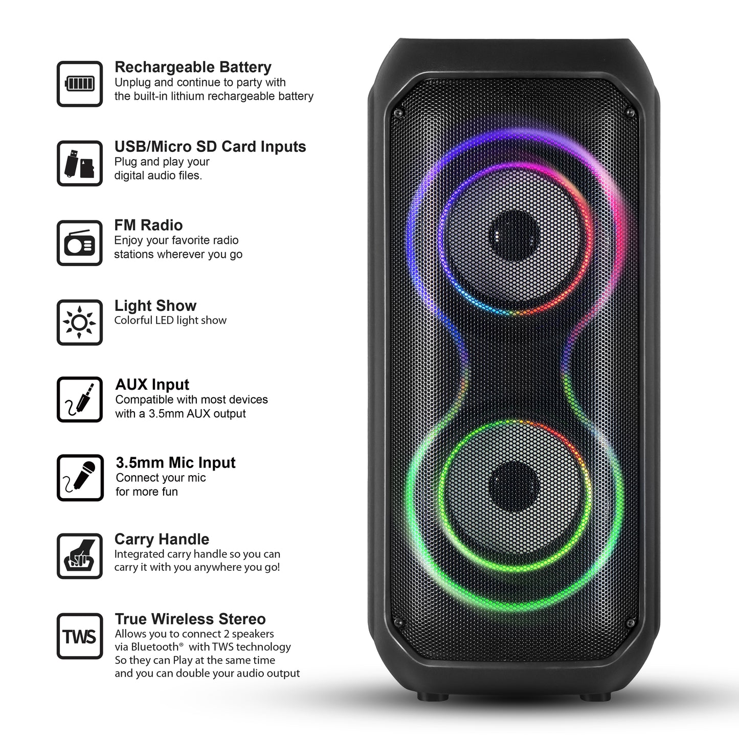 2x 4" Portable Bluetooth® Speaker
