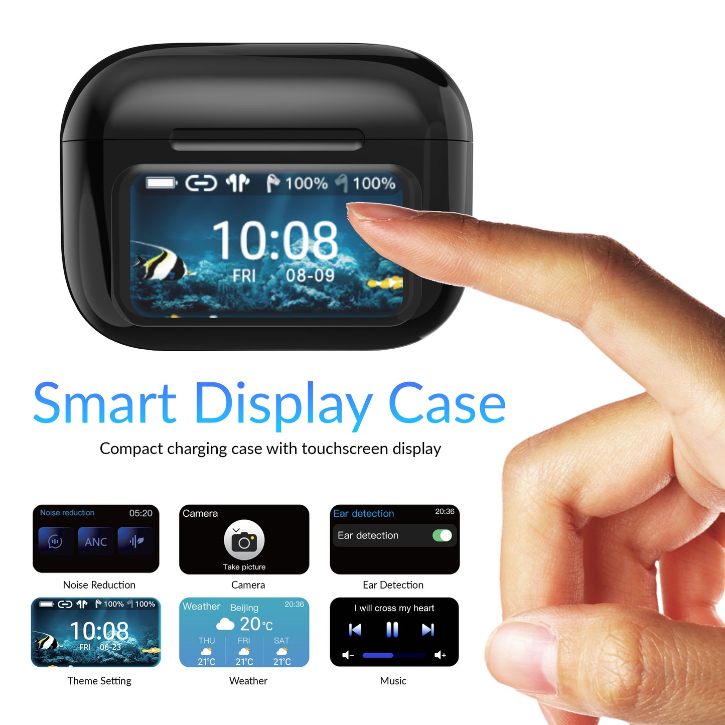 ANC & ENC Earbuds with LED Power Display Charging Case