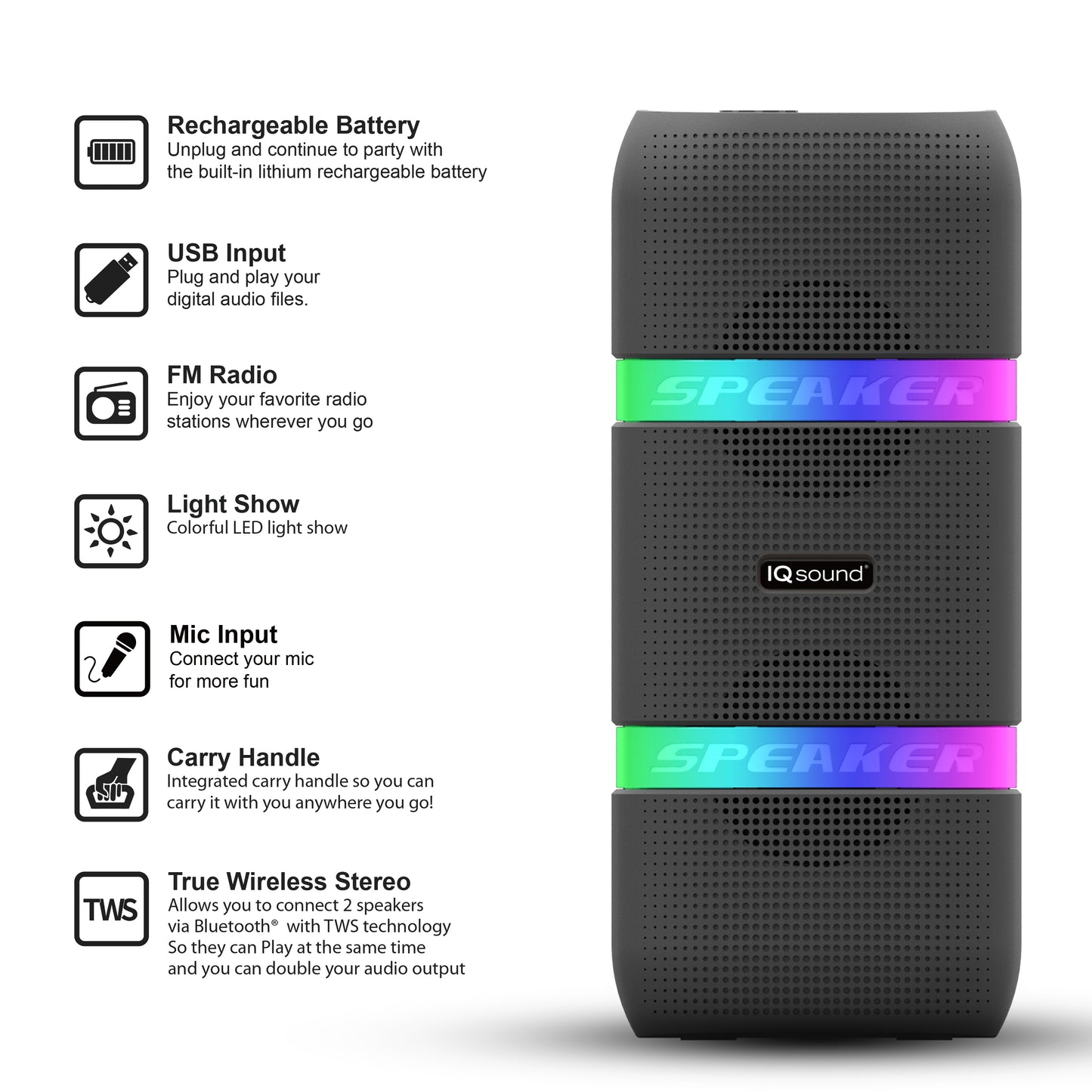 2x 4" Portable Bluetooth® Speaker