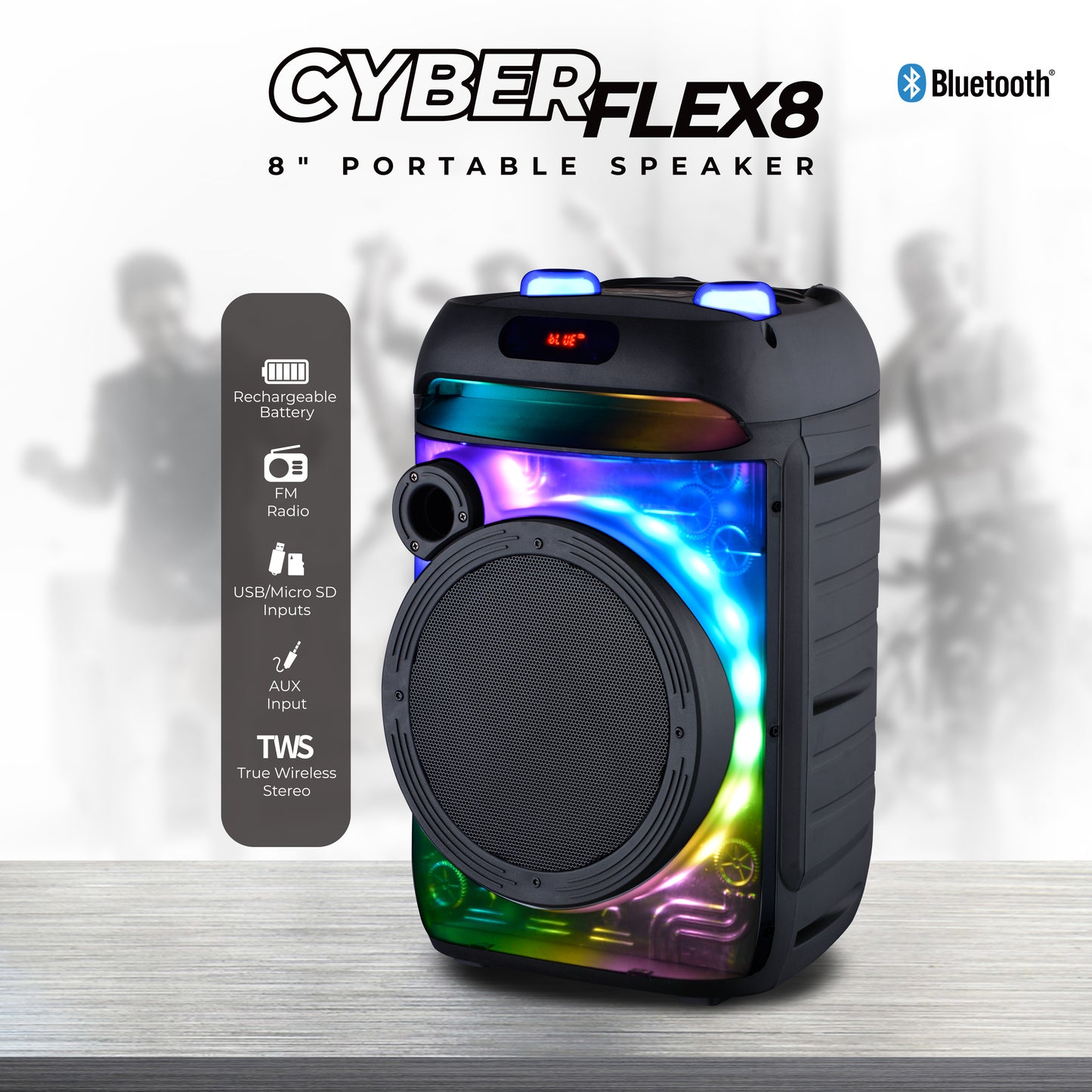CYBER FLEX8 - 8" Portable Bluetooth® Speaker