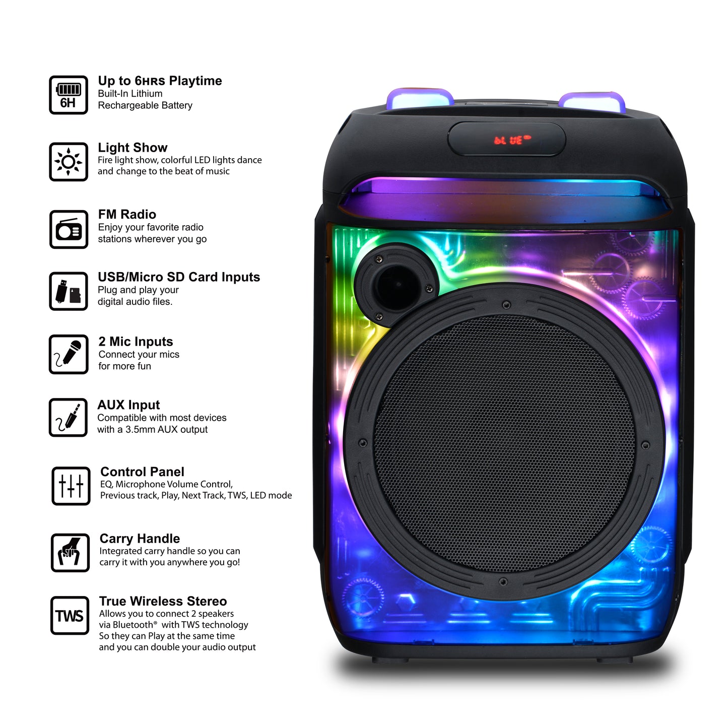CYBER FLEX8 - 8" Portable Bluetooth® Speaker