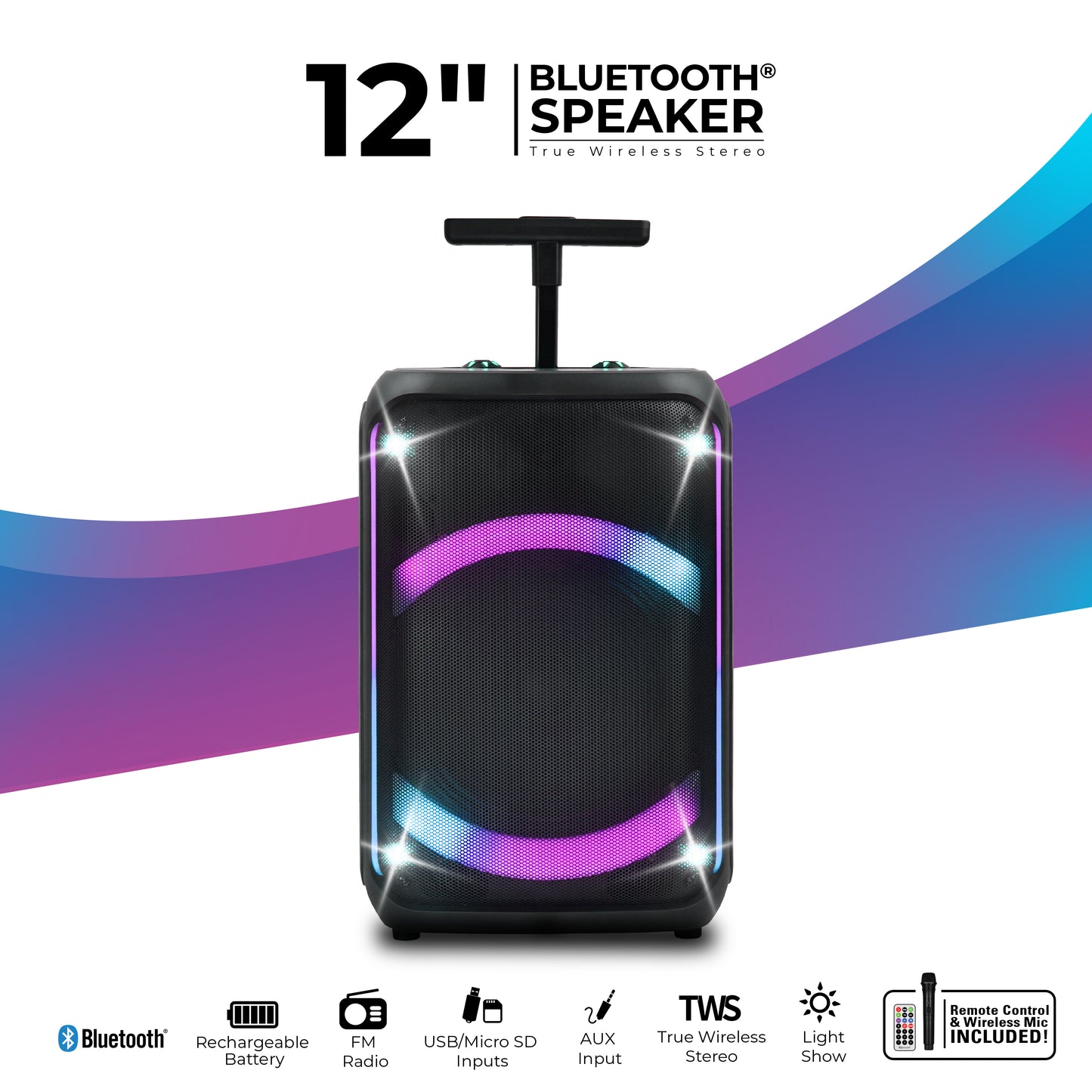 12" Portable Bluetooth® Party Speaker