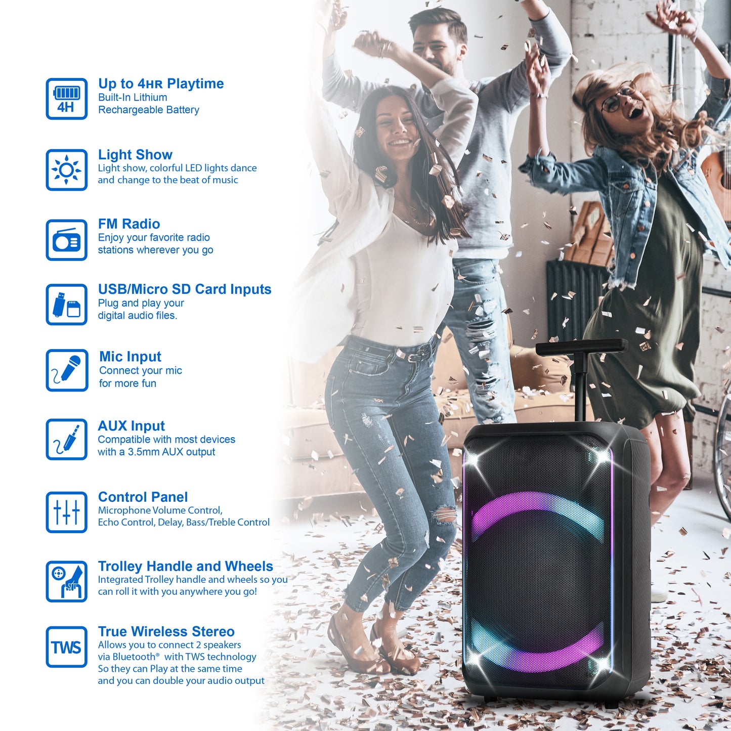 12" Portable Bluetooth® Party Speaker