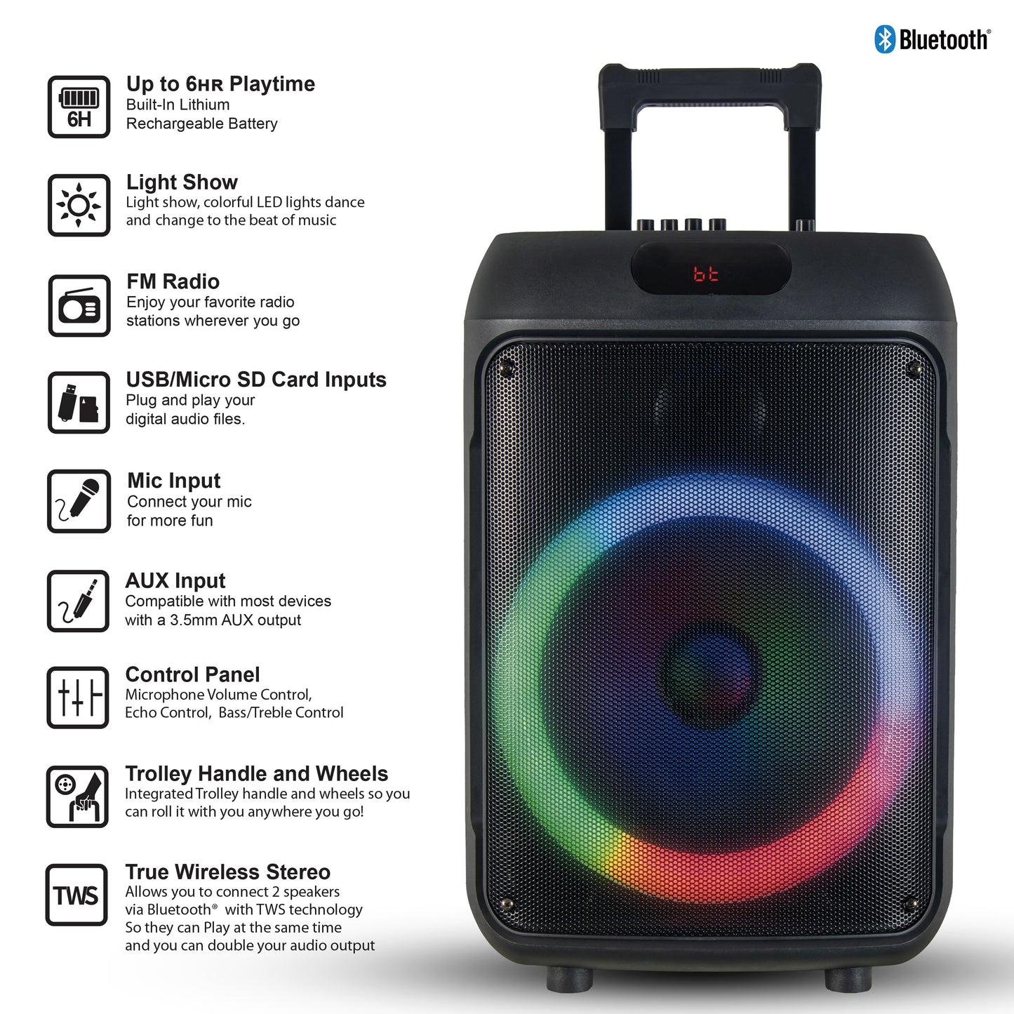 12" Portable Bluetooth® Party Speaker