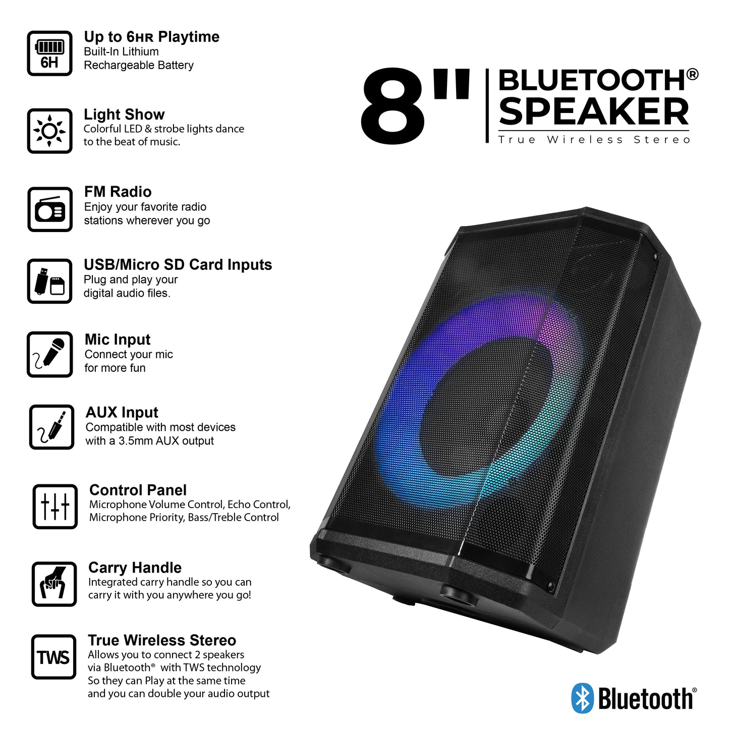 8" Portable Bluetooth® Speaker
