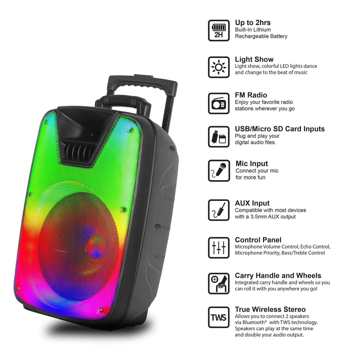 12" Portable Bluetooth® Party Speaker