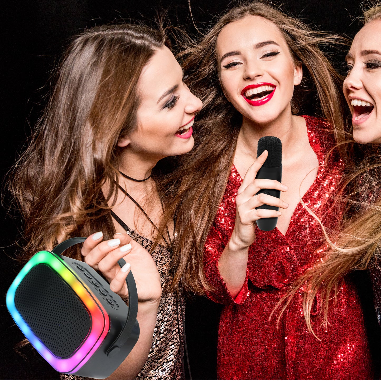 Mini Karaoke Bluetooth® Speaker with Wireless Microphone