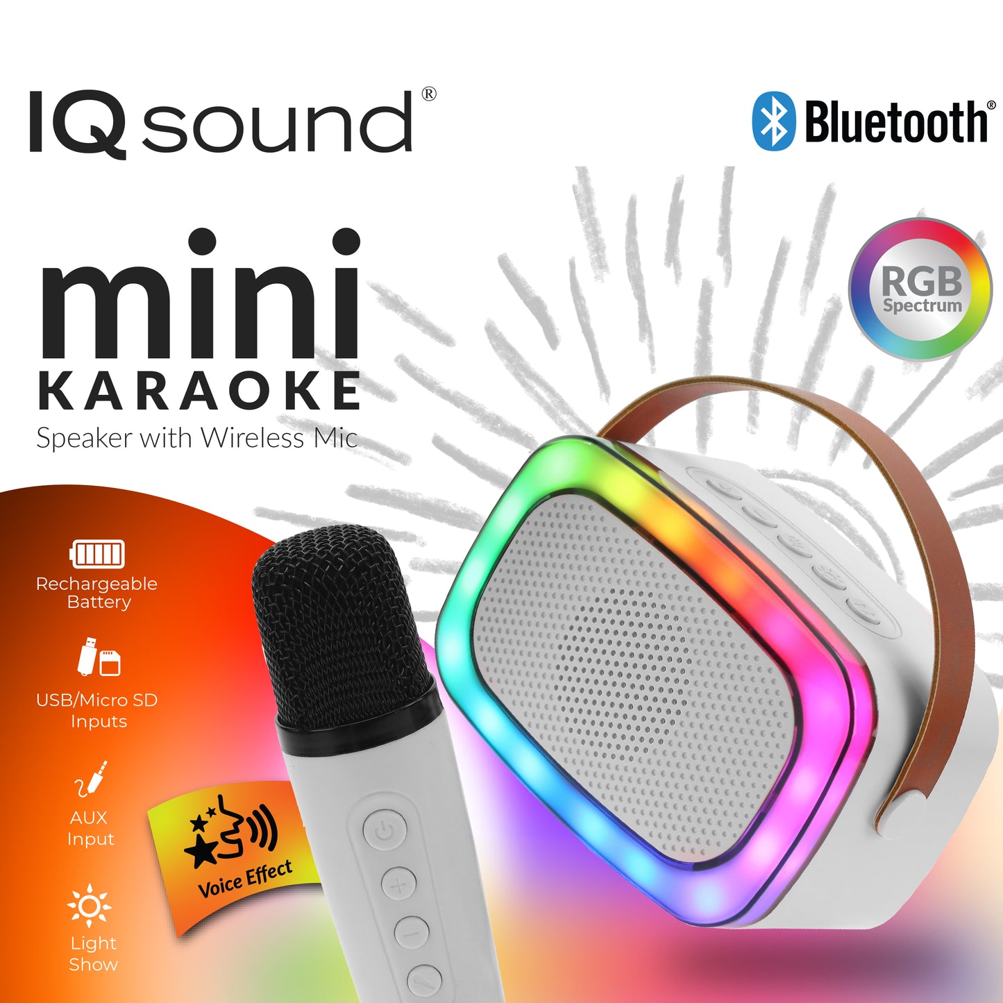 Mini Karaoke Bluetooth® Speaker with Wireless Microphone