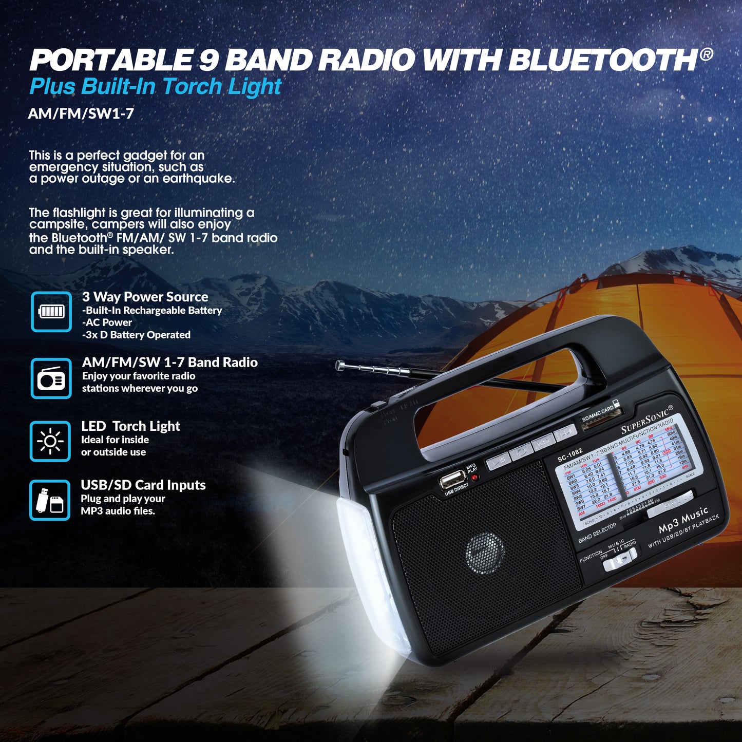 9 Band AM/FM/SW1-7 Portable Radio
