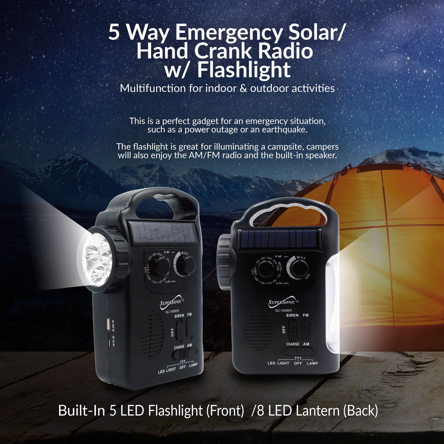 Emergency Solar/ Hand Crank Radio w/ Flashlight