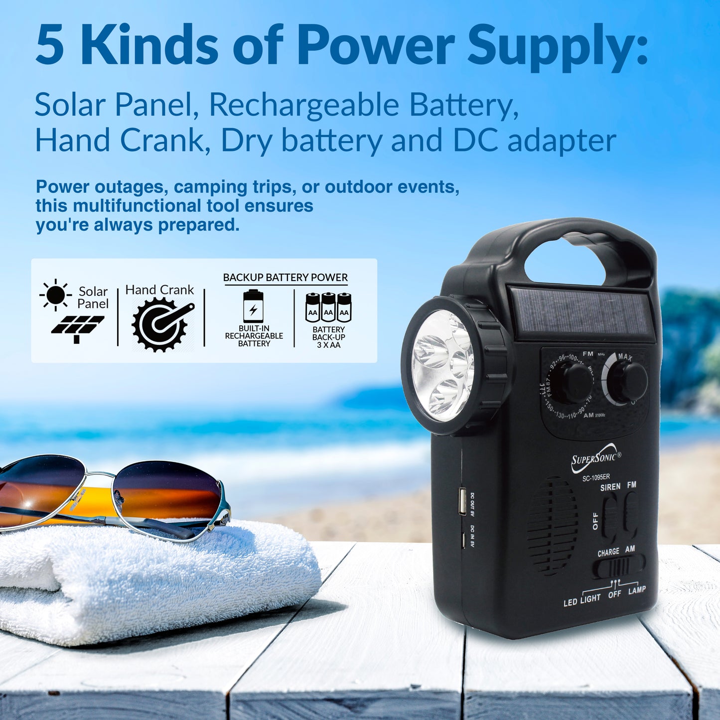 Emergency Solar/ Hand Crank Radio w/ Flashlight