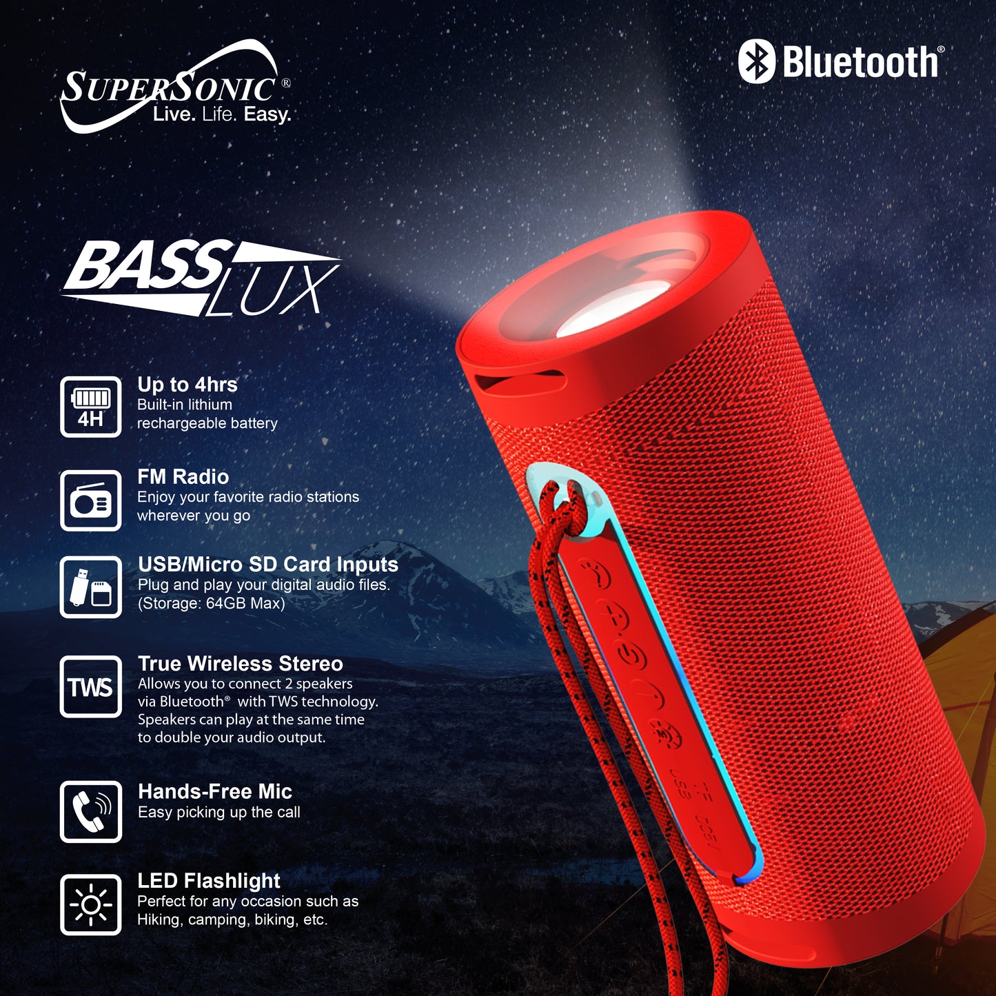 BASS LUX Portable Bluetooth® Speaker