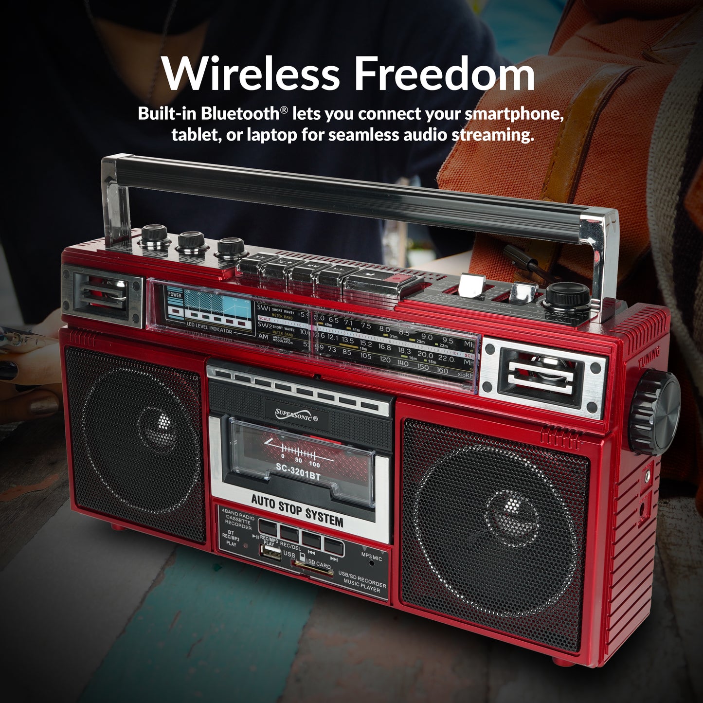 4 Band Radio & Cassette Player + Cassette To Mp3 Converter & Bluetooth