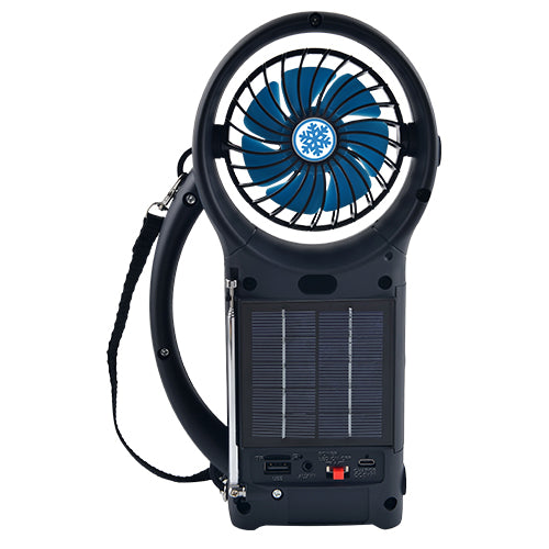 Solar Power Bluetooth Speaker with FM Radio, LED Torch Light & Fan