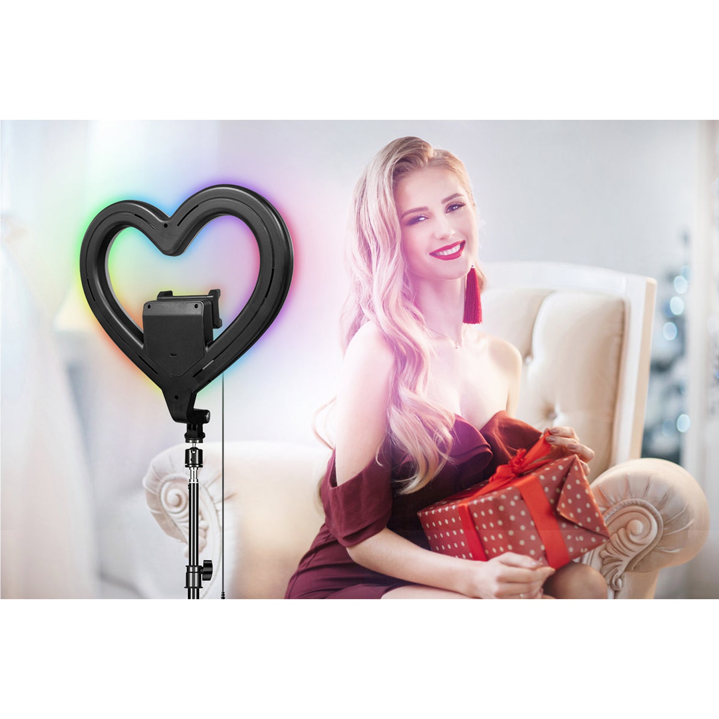 Pro Live Stream 10” Heart Ring Light With Rgb