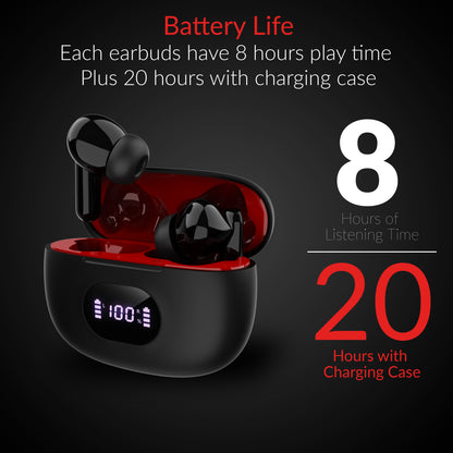DUAL-MIC TWS EARPHONES with ENC & LED POWER DISPLAY CHARGING CASE