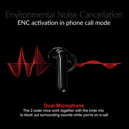 DUAL-MIC TWS EARPHONES with ENC & LED POWER DISPLAY CHARGING CASE
