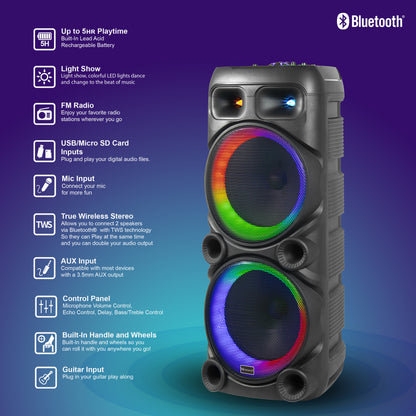 2x 12" Portable Bluetooth® Party Speaker