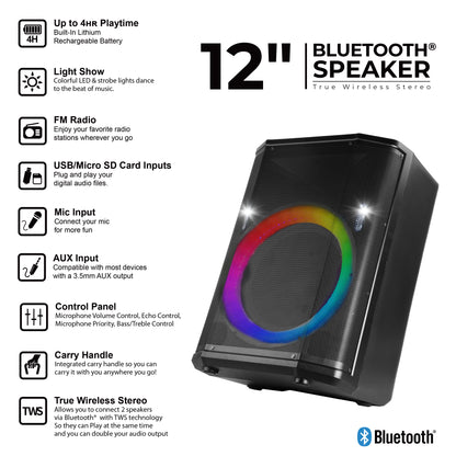 12" Portable Bluetooth® Party Speaker