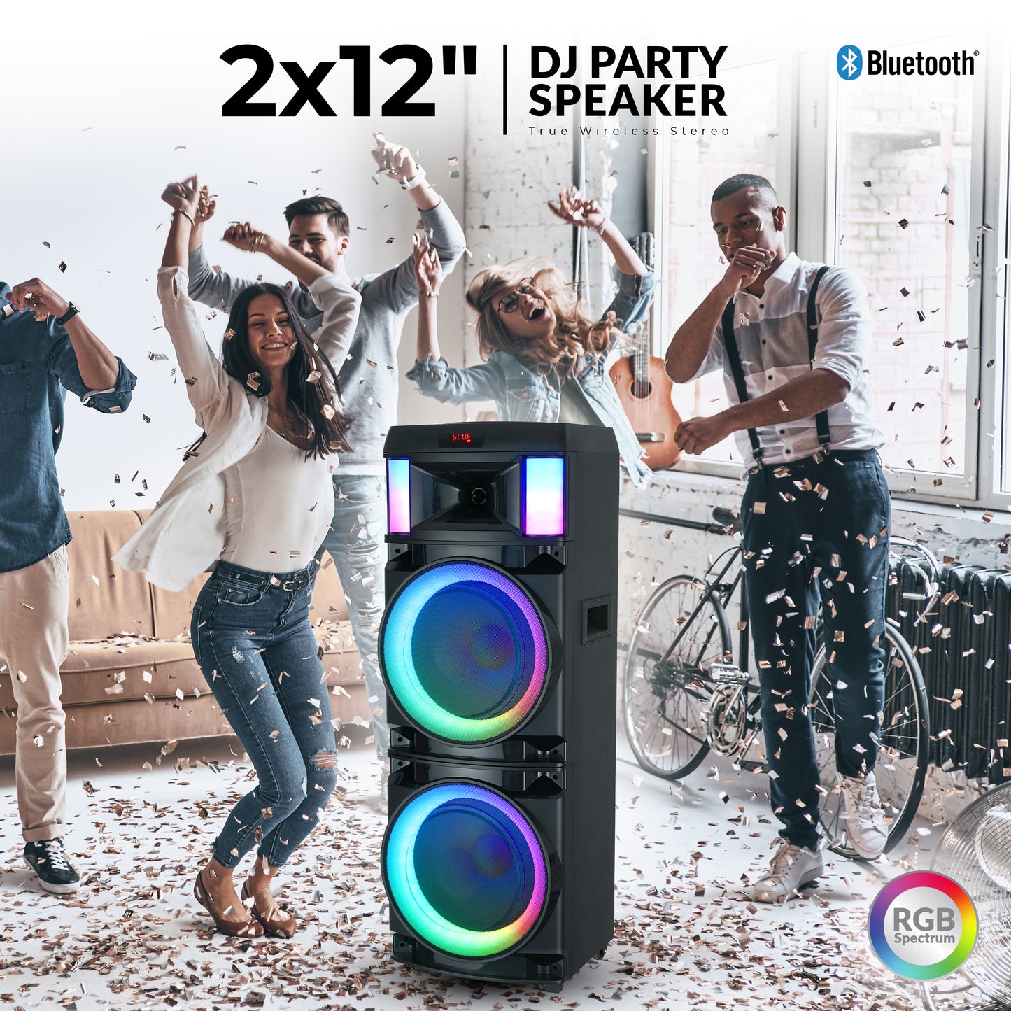 2x 12" Portable Bluetooth® Party Speaker