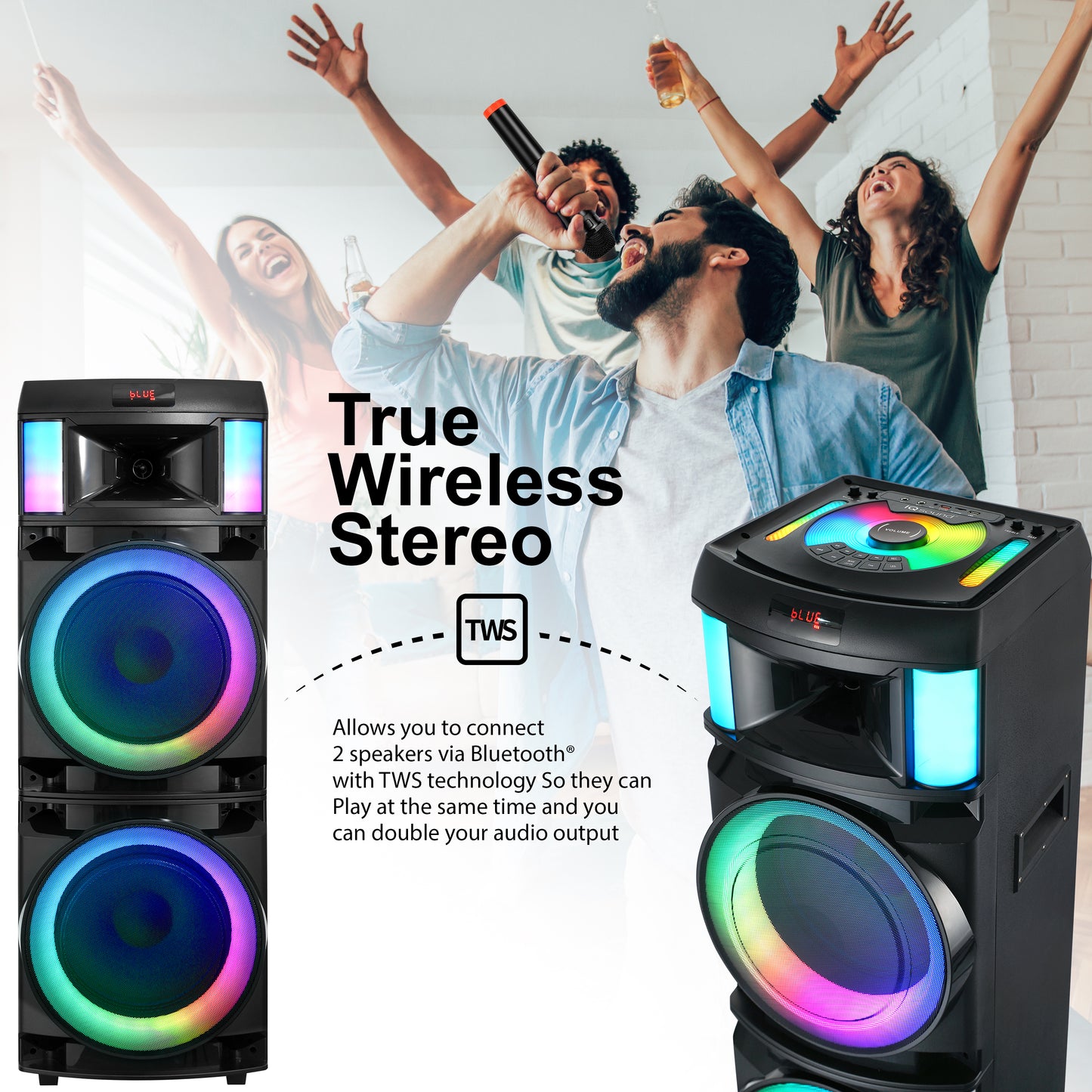 2x 12" Portable Bluetooth® Party Speaker
