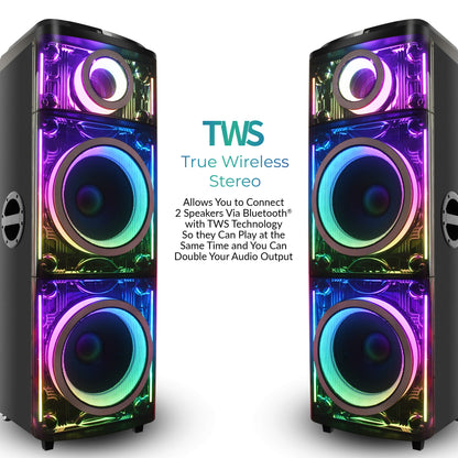 CYBER FLEX 2x 12" Portable Bluetooth® Party Speaker