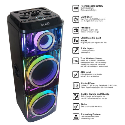 CYBER FLEX 2x 12" Portable Bluetooth® Party Speaker