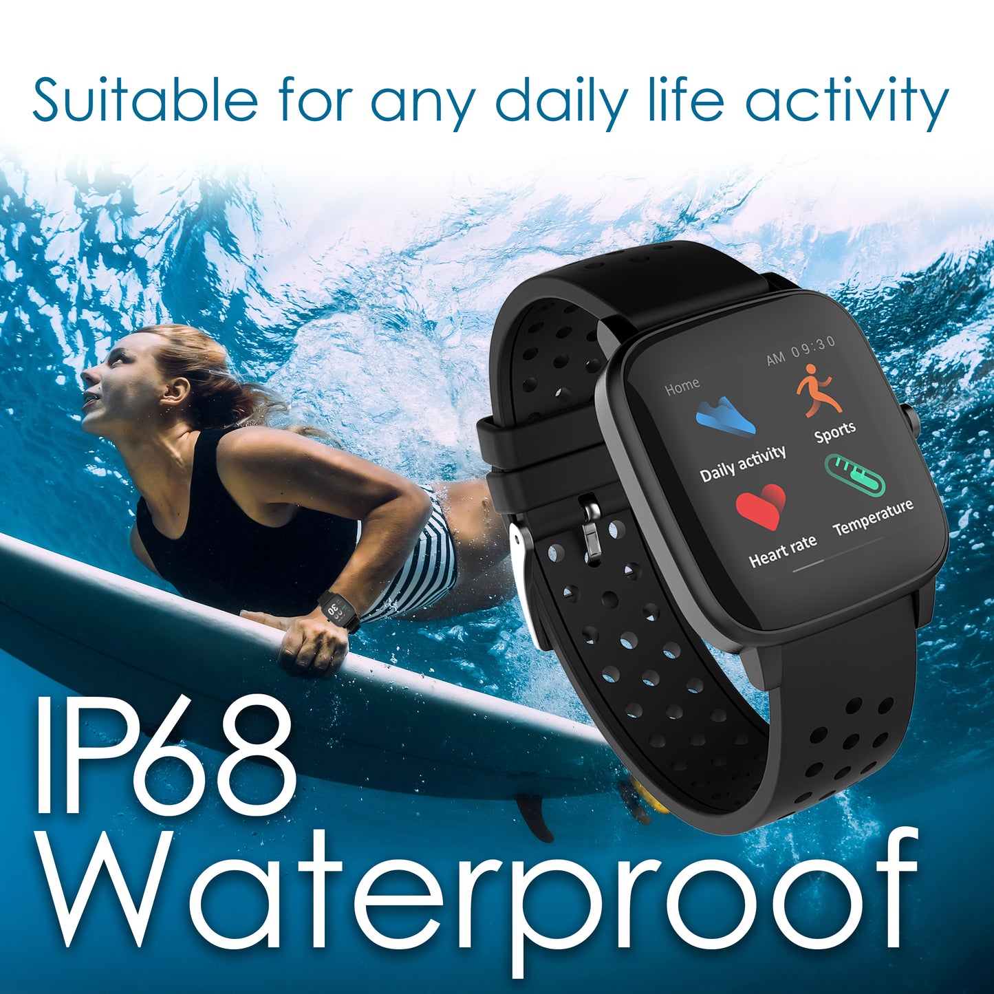 1.4” Touch Screen Smartwatch with Body Temperature Monitor