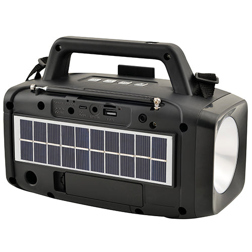 Solar Power Bluetooth Speaker with FM Radio & LED Flashlight