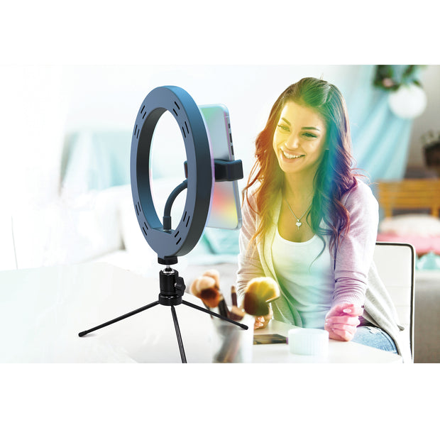 Pro Live Stream 10” Desk Selfie Ring Light With Rgb