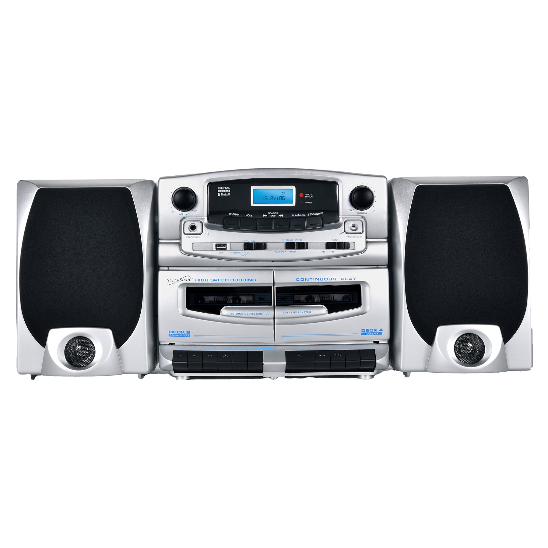 Dual Cassette Bluetooth® Audio System – Supersonic Inc