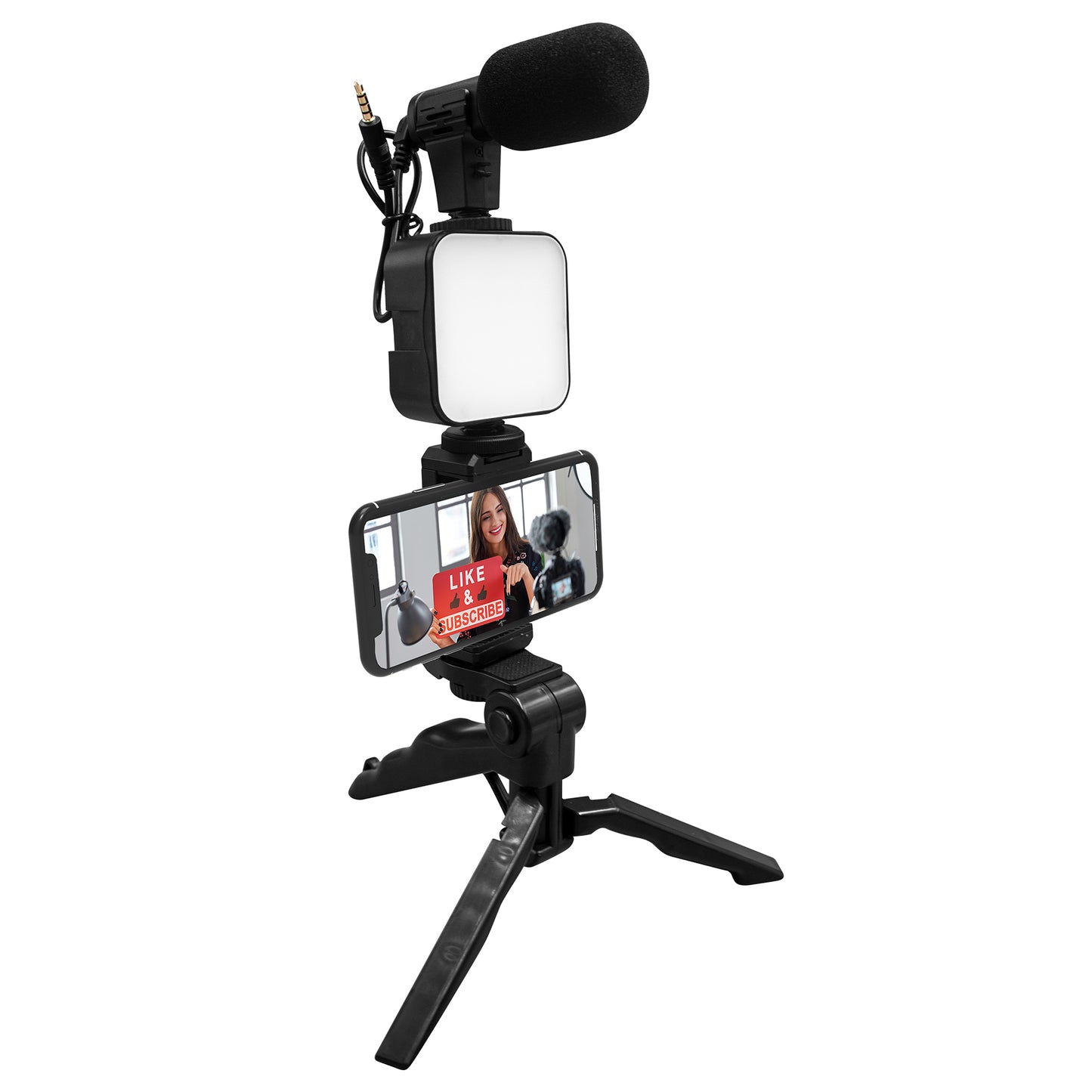 Smartphone Vlogging Kit With Grip Rig, Stereo Microphone & Led Light