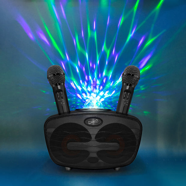 Bluetooth Karaoke Speaker with 2 Microphones and Disco Ball