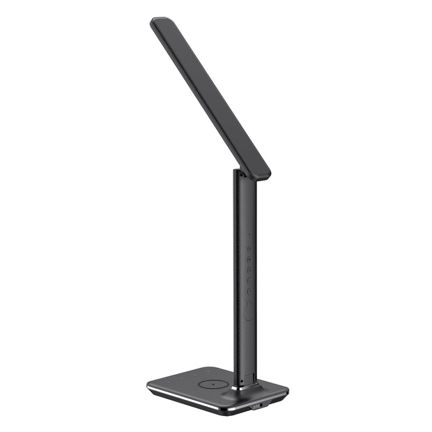 LED Desk Lamp with Qi Wireless Charger Display Alarm Clock, Calendar, & Temperature