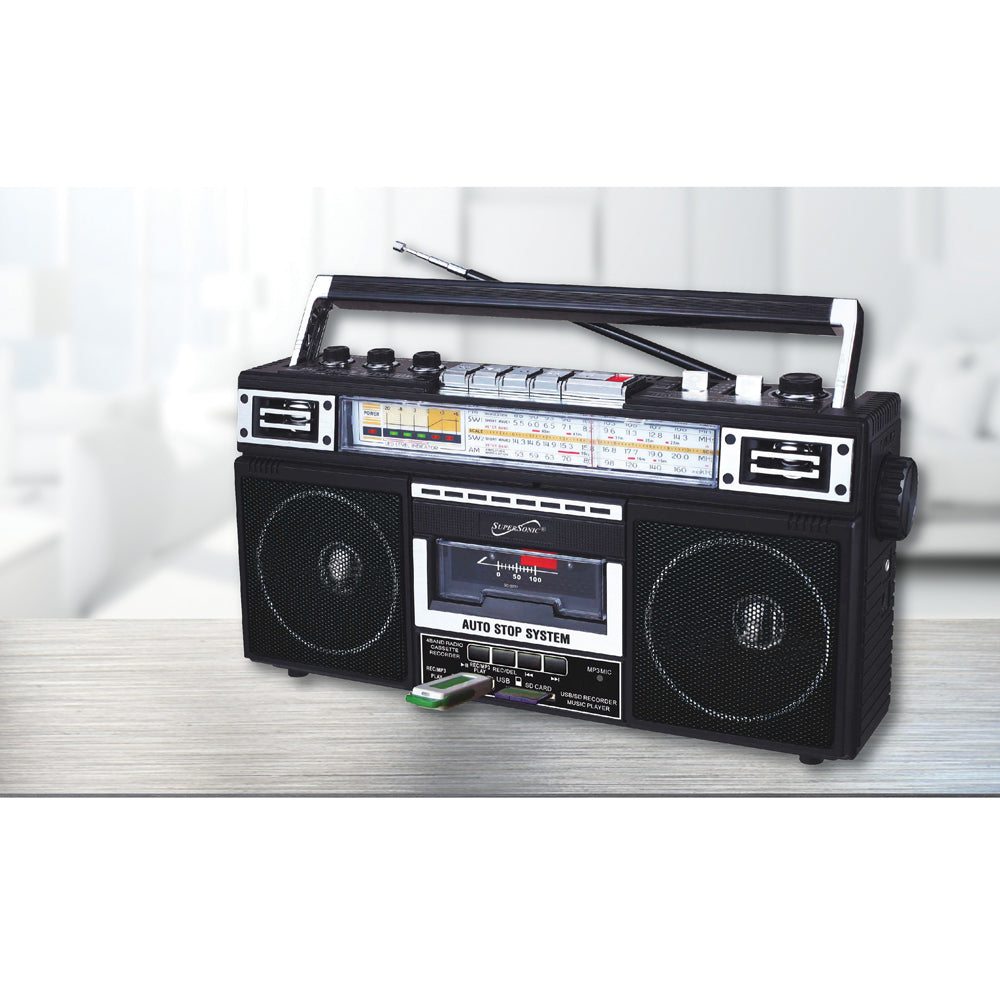 4 Band Radio & Cassette Player + Cassette To Mp3 Converter & Bluetooth –  Supersonic Inc